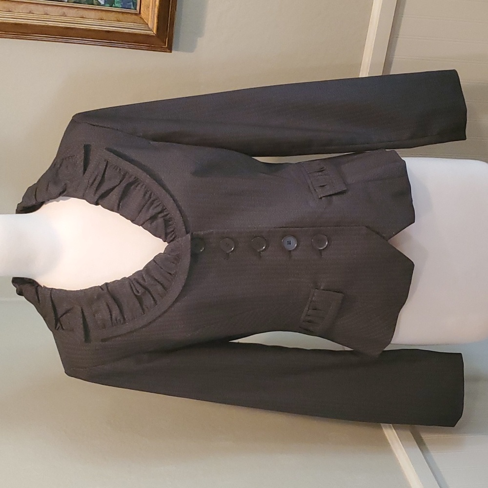 Le Chateau tailored charcoal striped blazer jacket